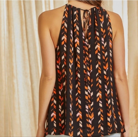 Savanna Jane New Vera Embroidered Black Floral Halter Tie Tank Top Size Small - Picture 4 of 12